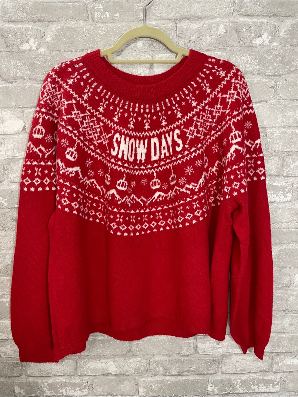 Wondershop Red and White 'SNOW DAYS' Fair Isle Crewneck Sweater
